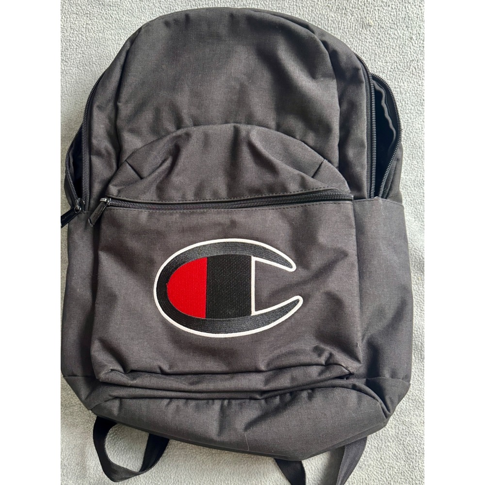 Champion Supercize Backpack Black Big C Logo‎ Canvas School Bookbag Mens Womens